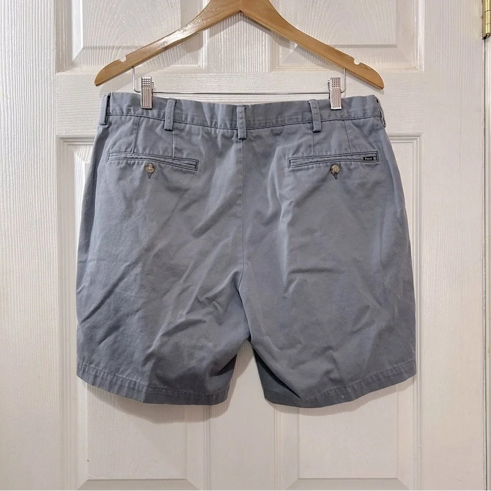 POLO Ralph Lauren Men's Cotton Flat Front Shorts Classic Fit Blue/Gray Size 36